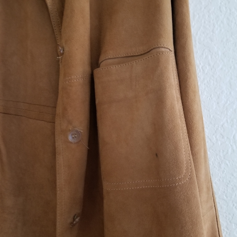 JOY Genuine Leather Camel Cardigan Size L Large - Picture 5 of 14